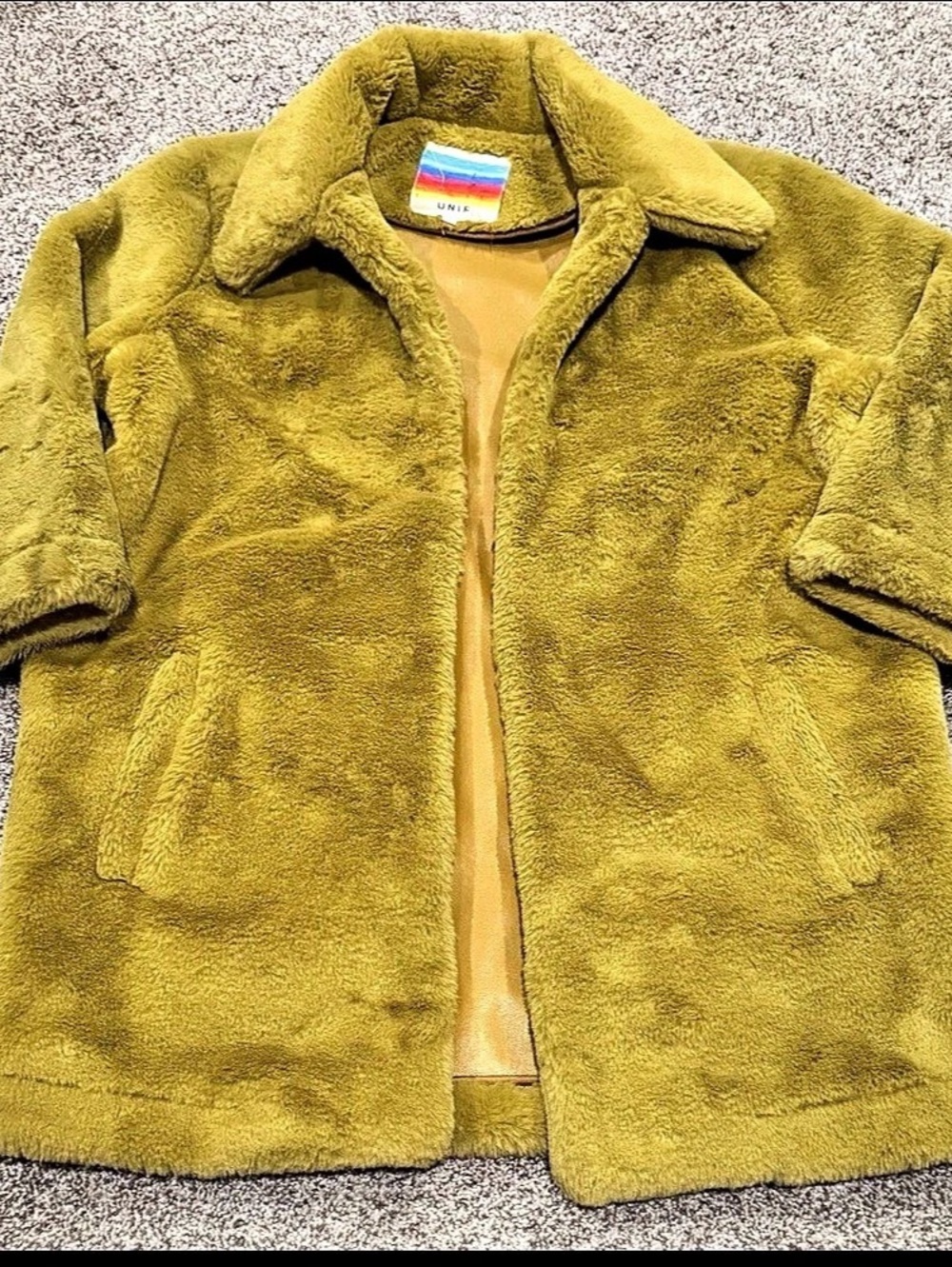 UNIF Faux Fur Short Sleeve Jacket Green Size Medium Like New
